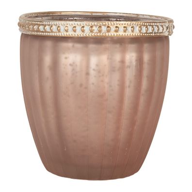 Clayre & Eef Teelichthalter Ø 9x6 cm Rosa Glas (Gr. Ø 9x6 cm)