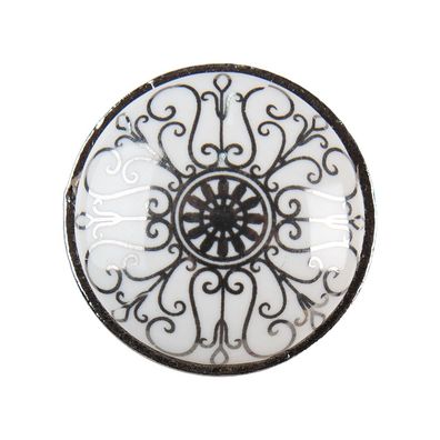 Clayre & Eef Türknauf Ø 3 cm Weiß Grau Keramik (Gr. Ø 3x2 cm / S3 cm)