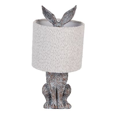 Clayre & Eef Tischlampe Kaninchen Ø 20x43 cm Braun Grau Kunststoff