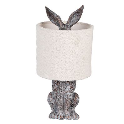 Clayre & Eef Tischlampe Kaninchen Ø 20x43 cm Braun Beige Kunststoff