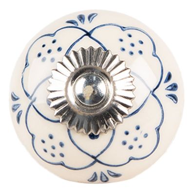 Clayre & Eef Türknauf Ø 4x3 cm Beige Blau Keramik (Gr. Ø 4x3 cm / S3 cm)