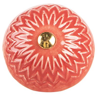 Clayre & Eef Türknauf Ø 4x3 cm Rot Beige Keramik (Gr. Ø 4x3 cm / S3 cm)