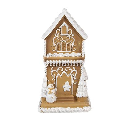 Clayre & Eef Lebkuchenhaus mit LED 15 cm Braun Polyresin (Gr. LED 8x8x15 cm)