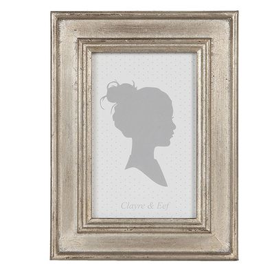 Clayre & Eef Bilderrahmen 10x15 cm Silberfarbig Holz (Gr. 16x2x21 cm / 10x15 cm)