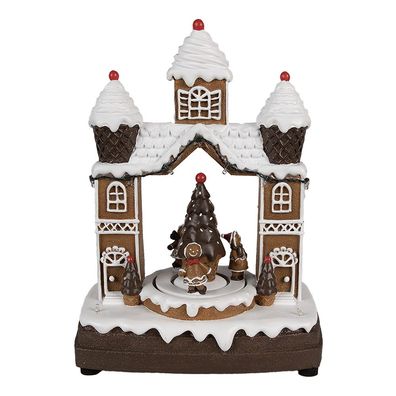Clayre & Eef Weihnachtsdekoration mit LED-Beleuchtung und Musik 20x11x27 cm Braun