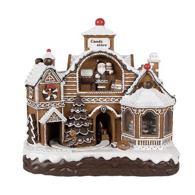 Clayre & Eef Weihnachtsdekoration mit LED-Beleuchtung und Musik 33x17x30 cm Braun