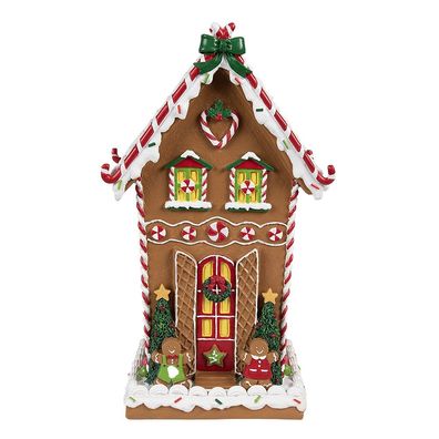 Clayre & Eef Lebkuchenhaus 18x14x31 cm Braun Kunststoff (Gr. 18x14x31 cm)