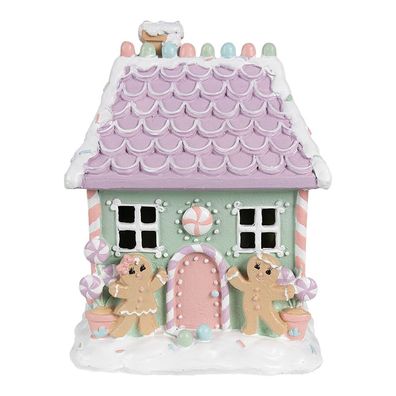 Clayre & Eef Lebkuchenhaus 17x14x21 cm Grün Rosa Kunststoff (Gr. 17x14x21 cm)