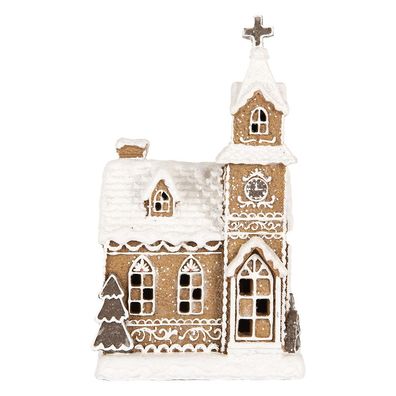 Clayre & Eef Lebkuchenhaus mit LED 14x12x23 cm Braun Kunststoff