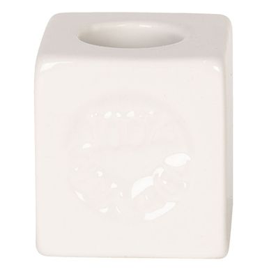 Clayre & Eef Zahnbürstenhalter 4x4 cm Weiß Keramik (Gr. 4x4x4 cm)