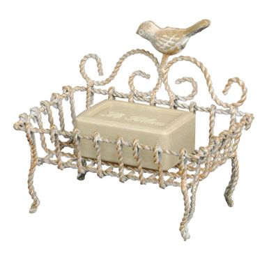 Clayre & Eef Seifenschale Vogel 9x6x14 cm Beige Eisen (Gr. 9x6x14 cm)