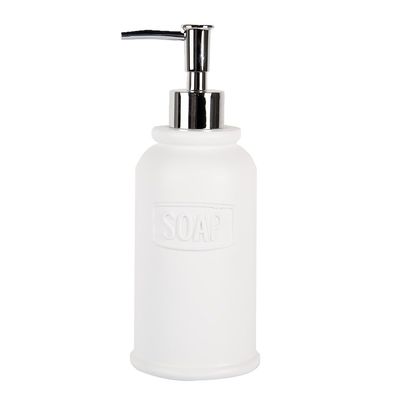 Clayre & Eef Seifenspender 350 ml Weiß Kunststoff (Gr. Ø 8x21 cm / 350 ml)