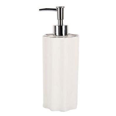 Clayre & Eef Seifenspender 475 ml Weiß Keramik (Gr. Ø 8x22 cm / 475 ml)