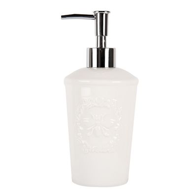 Clayre & Eef Seifenspender 325 ml Weiß Keramik (Gr. Ø 8x19 cm / 325 ml)