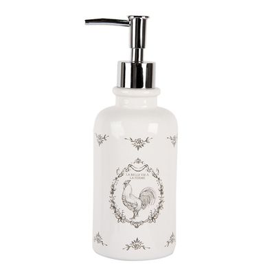 Clayre & Eef Seifenspender 350 ml Weiß Keramik Hahn (Gr. Ø 9x20 cm / 350 ml)