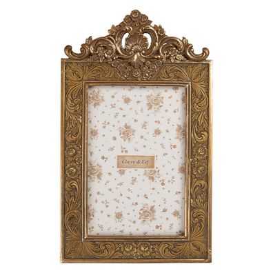 Clayre & Eef Bilderrahmen 10x15 cm Goldfarbig Kunststoff (Gr. 14x2x24 cm / 10x15 cm)