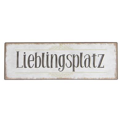 Clayre & Eef Textschild 30x10 cm Weiß Schwarz Metall (Gr. 30x1x10 cm)