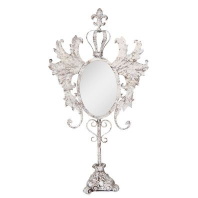 Clayre & Eef Tischspiegel 37x14x68 cm Weiß Metall (Gr. 37x14x68 cm)