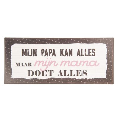 Clayre & Eef Textschild 13x30 cm Weiß Schwarz Metall (Gr. 30x1x13 cm)