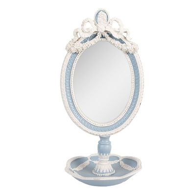 Clayre & Eef Tischspiegel 14x14x28 cm Blau Kunststoff (Gr. 14x14x28 cm)