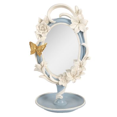 Clayre & Eef Tischspiegel 16x14x27 cm Blau Kunststoff (Gr. 16x14x27 cm)