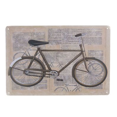 Clayre & Eef Textschild 30x20 cm Beige Grau Eisen Fahrrad (Gr. 30x1x20 cm)