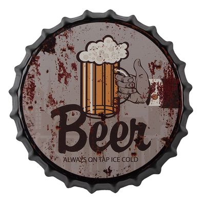 Clayre & Eef Textschild Ø 33 cm Grau Eisen (Gr. Ø 33x4 cm)