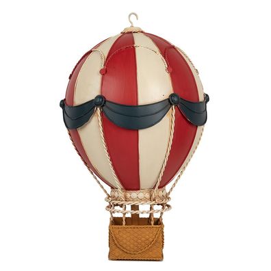 Clayre & Eef Dekorationsfigur Heißluftballon Ø 26x42 cm Rot Beige Metall