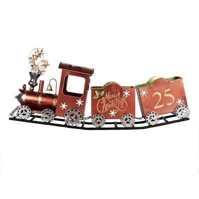 Clayre & Eef Weihnachtsdekorationsfigur Zug 79x15x37 cm Rot Metall (Gr. 79x15x37 cm)
