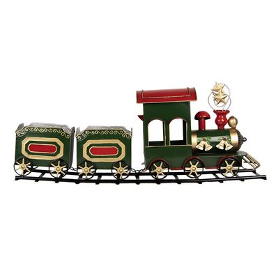 Clayre & Eef Weihnachtsdekorationsfigur Zug 77x15x31 cm Grün Metall (Gr. 77x15x31 cm)