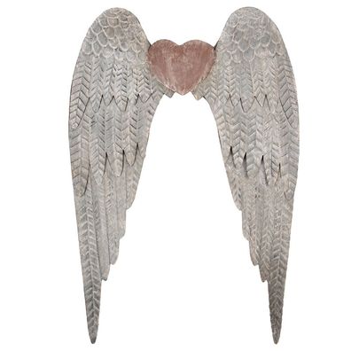 Clayre & Eef Wanddekoration Flügel 79x6x113 cm Grau Metall (Gr. 79x6x113 cm)