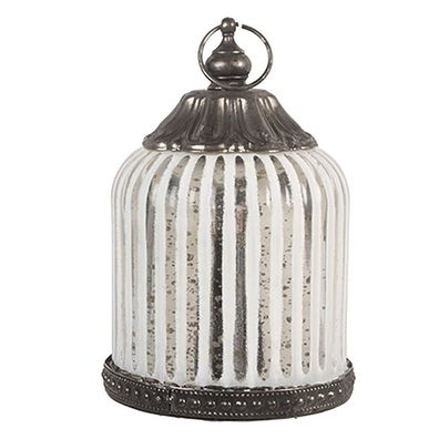 Clayre & Eef LED Laterne Ø 8x12 cm Weiß Glas (Gr. LED Ø 8x12 cm / 2xAAA)