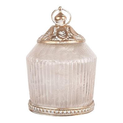 Clayre & Eef LED Laterne Ø 8x12 cm Rosa Glas (Gr. LED Ø 8x12 cm / 2xAAA)