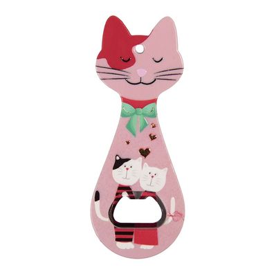 Clayre & Eef Flaschenöffner Katze 5x14 cm Rosa Keramik (Gr. 5x14x1 cm)