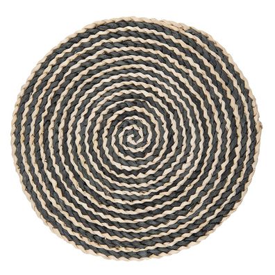 Clayre & Eef Tischset Ø 35x1 cm Beige Schwarz Stroh (Gr. Ø 35x1 cm)
