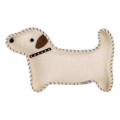 Clayre & Eef Dekoration Schale Hund 20x13x3 cm Weiß Filz (Gr. 20x13x3 cm)