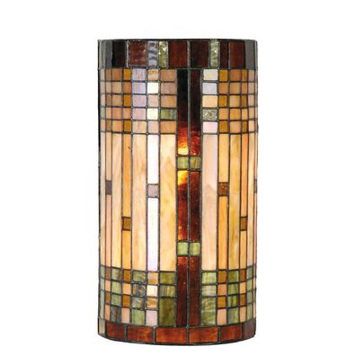 Clayre & Eef Wandleuchte Tiffany 20x11x36 cm Beige Braun Glas
