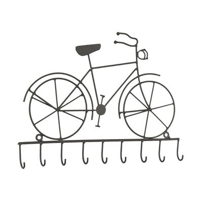Clayre & Eef Schlüsselablage 32x23 cm Schwarz Eisen Fahrrad (Gr. 32x4x23 cm)