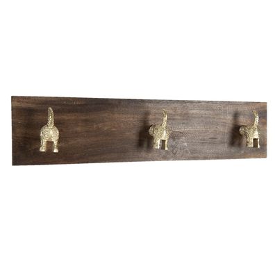 Clayre & Eef Wandgarderobe 44x8x10 cm Braun Holz (Gr. 44x8x10 cm)