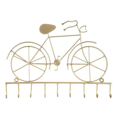 Clayre & Eef Schlüsselablage Fahrrad 32x23 cm Goldfarbig Eisen (Gr. 32x4x23 cm)