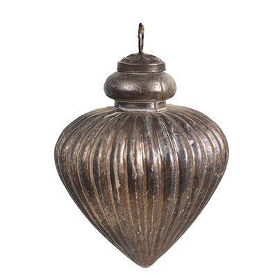Clayre & Eef Weihnachtskugel Ø 10x12 cm Grau Braun Glas