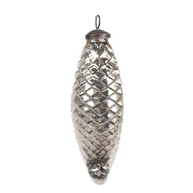 Clayre & Eef Weihnachtskugel Ø 6x16 cm Silberfarbig Glas