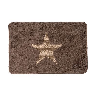 Clayre & Eef Badematte 58x38x2 cm Braun Polyester Stern (Gr. 58x38x1 cm)