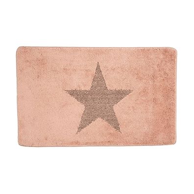 Clayre & Eef Badematte 78x48x1 cm Rosa Polyester Stern (Gr. 78x48x1 cm)