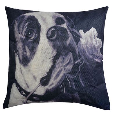 Clayre & Eef Dekokissen 43x43 cm Schwarz Weiß Synthetisch Hund (Gr. 43x43x4 cm)