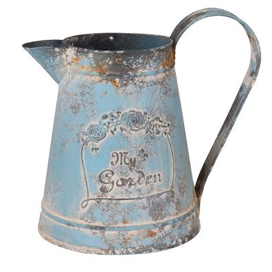Clayre & Eef Dekorative Kanne 2000 ml Blau Metall (Gr. 23x15x21 cm)