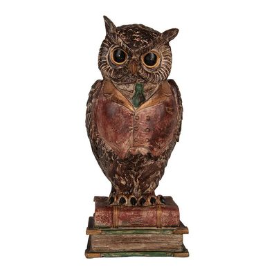 Clayre & Eef Spardosen Eule 16x15x35 cm Braun Kunststoff (Gr. 16x15x35 cm)