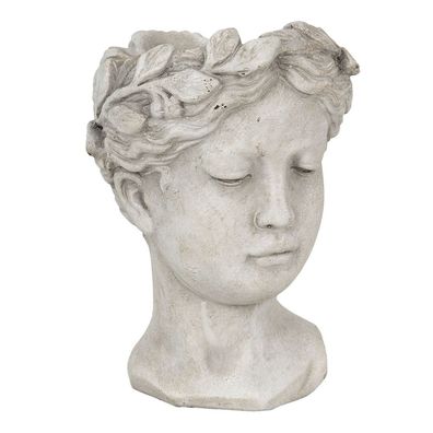 Clayre & Eef Blumentopf 16x15x21 cm Grau Stein (Gr. 16x15x21 cm)
