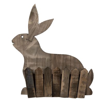 Clayre & Eef Blumentopf 31x12x36 cm Braun Holz Kaninchen (Gr. 31x12x36 cm)