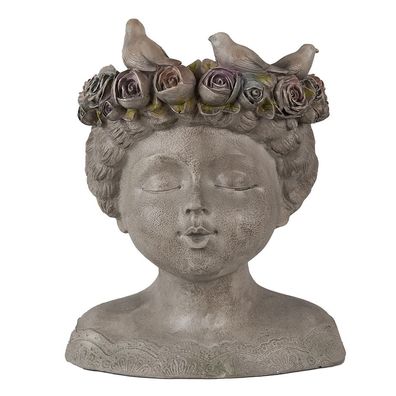 Clayre & Eef Innenblumentopf Frau 26 cm Grau Polyresin (Gr. 22x20x26 cm)